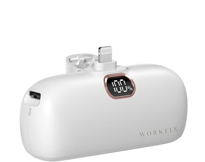 WORKFIX 渥克斯 PD15W快充充電Lightning 迷你口袋行動電源, AC202303009, 牛奶白