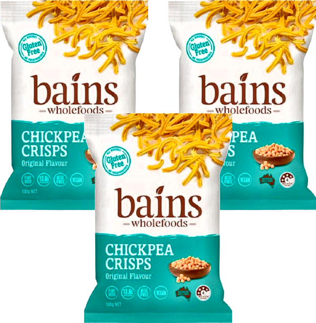 bains wholefoods 鷹嘴豆零食點心麵 原味, 100g, 3包