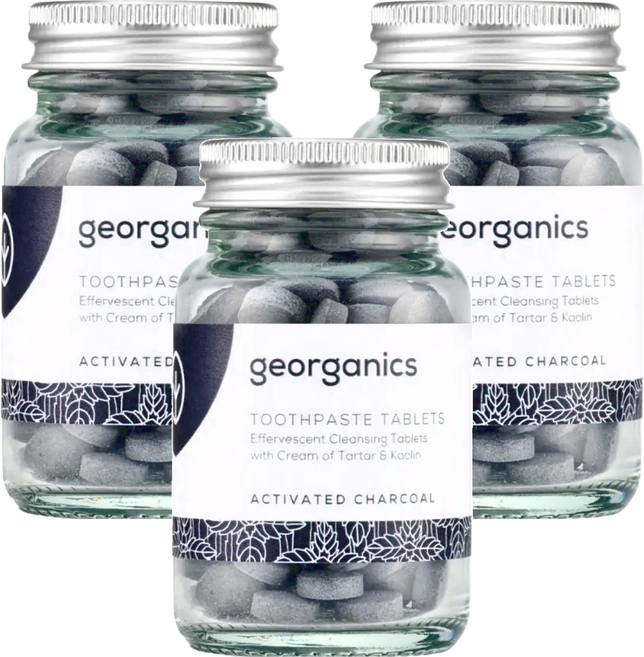 georganics 礦物牙膏錠 活性碳 120顆, 137g, 3罐