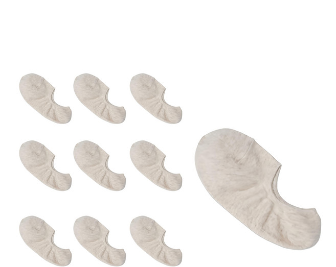 Sockpiens 女款素色加固隱形襪10雙入 燕麥色 - 親膚透氣 簡約百搭
