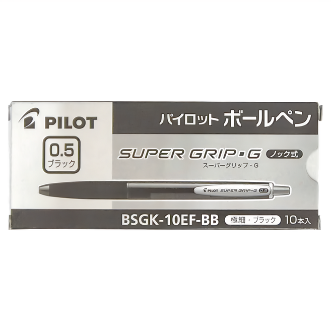 PILOT 百樂 超級G按鍵油性原子筆 BSGK-10EF-BB 0.5 10支, 黑色