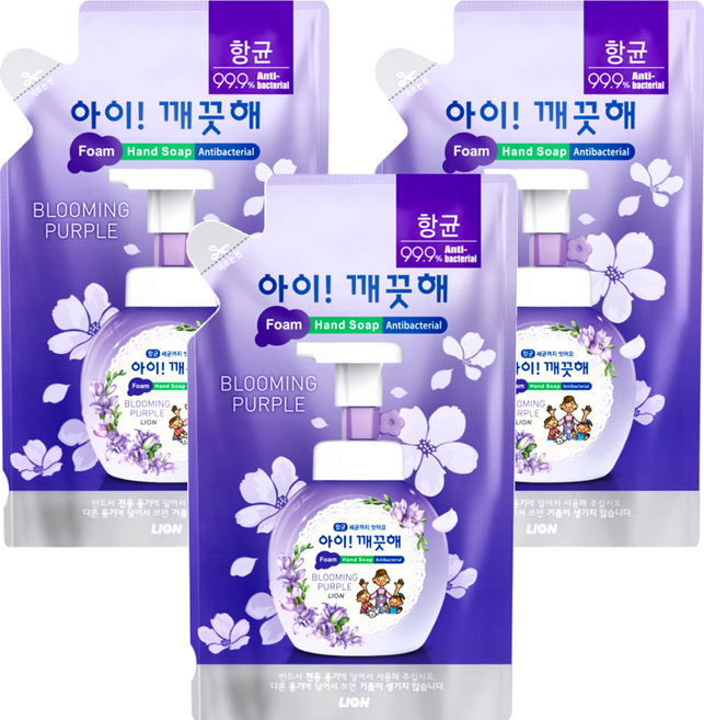 LION 獅王 趣淨 洗手慕斯補充包 Blooming Purple, 200ml, 3包