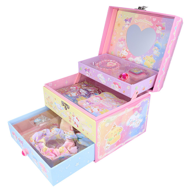 sun-star 夢幻可提三層收納珠寶盒 內含文具與髮飾 三麗鷗角色, 1盒