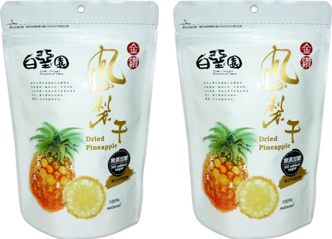白堊園 無糖金鑽鳳梨干, 100g, 2包