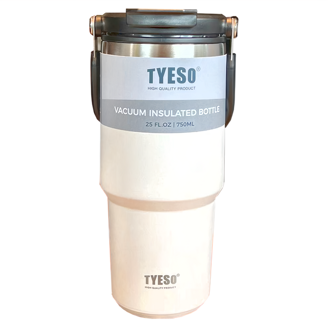 TYESO 泰碩 304不鏽鋼保溫保冷随行杯, 雪峰白, 750ml, 1個