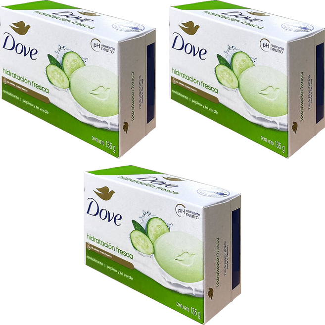 Dove 多芬 香皂 小黃瓜 + 綠茶 135g 清新保濕 溫和潔淨肌膚, 3個