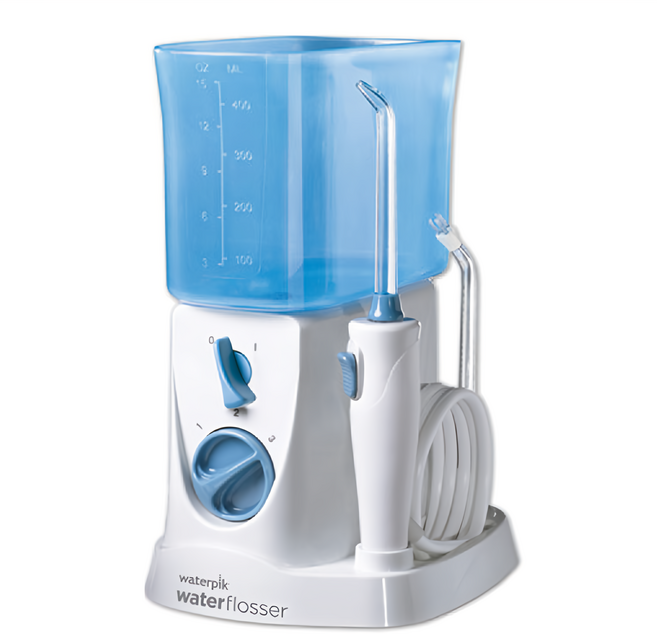 Waterpik 沖牙機 WP-300W 旅行者水牙線 4個噴嘴 3種壓力設定 帶旅行收納盒, 藍色/白色