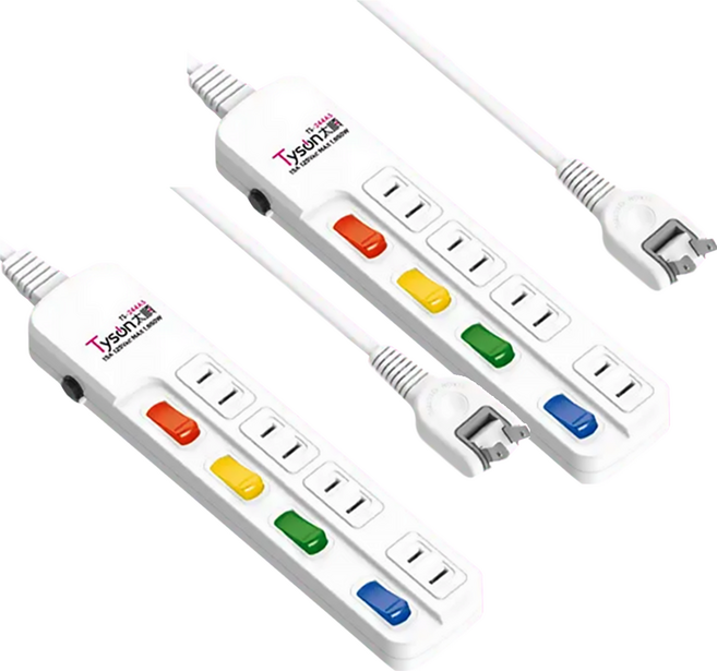 Tyson 太順電業 4切4座防雷擊延長線 TS-244AS 1650W, 1.8m, 白色, 2條