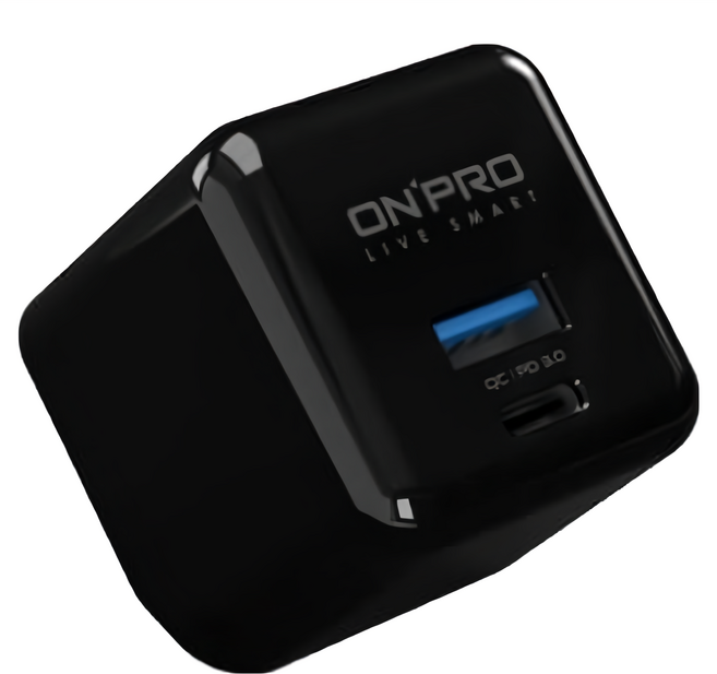 ONPRO UC-2P01 MAX 48W 2-Port GaN 充電器 PD/QC 3.0 Fast Charging USB-A + USB-C 曜石黑