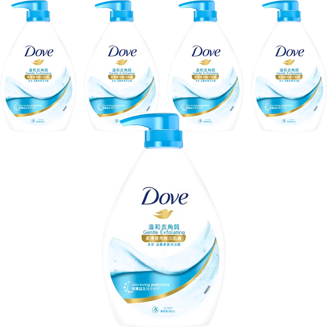 Dove 多芬 滋養柔膚沐浴露 溫和去角質 柔滑 提亮暗沉肌膚, 900g, 5瓶