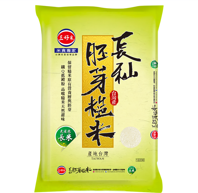 三好米 長秈胚芽糙米, 3kg, 1包