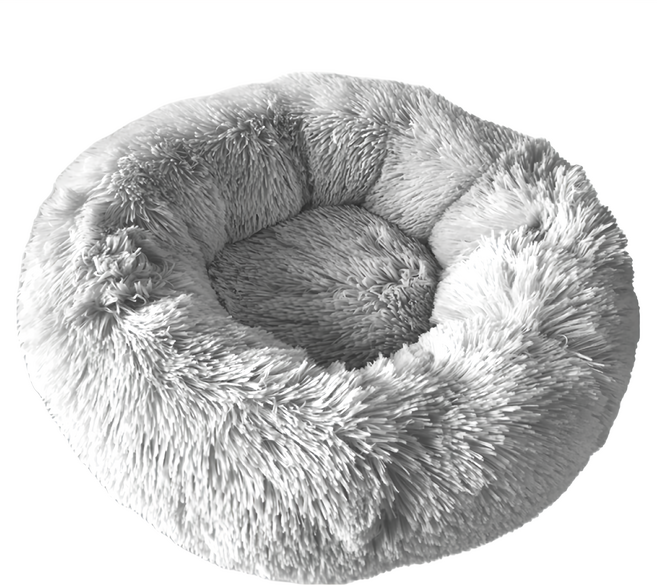 甜甜圈窩-S 直徑50cm 長毛絨 PP棉 底部點塑防滑, 淺灰色, 1個