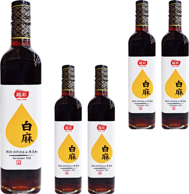 龍宏 輕焙初榨 白麻純香油, 500ml, 5瓶