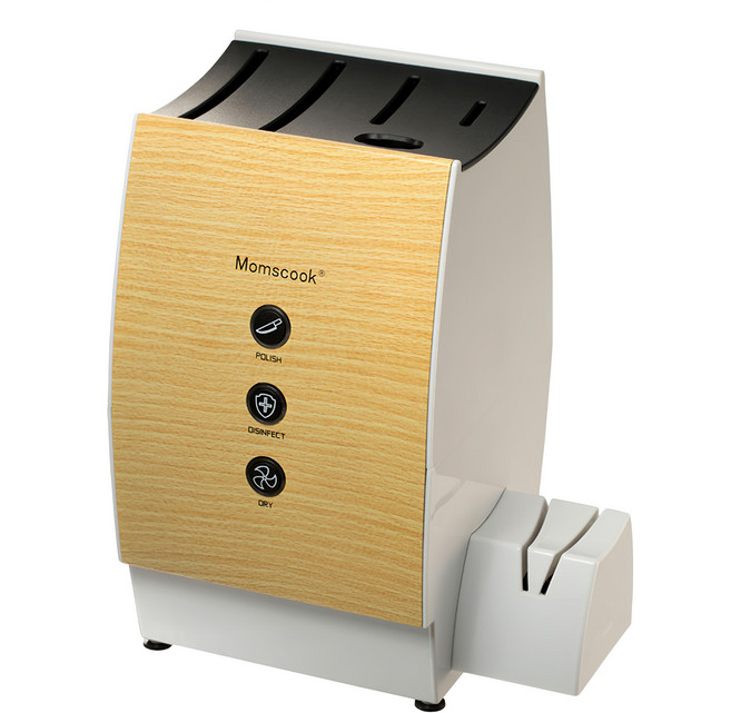 MomsCook 慕廚 智慧型多功能滅菌磨刀架 淺木紋, RM-S001W