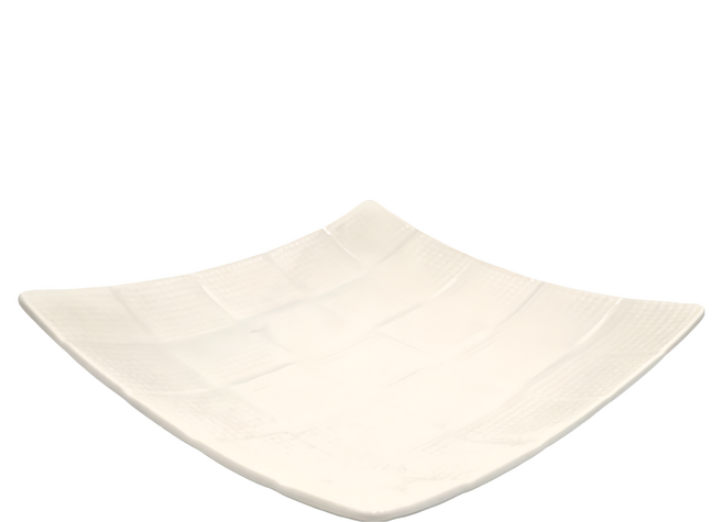 WANDU 瓦讀 織白陶瓷方盤 8吋 單一顏色 簡約設計 餐桌擺飾, 1個, 白色