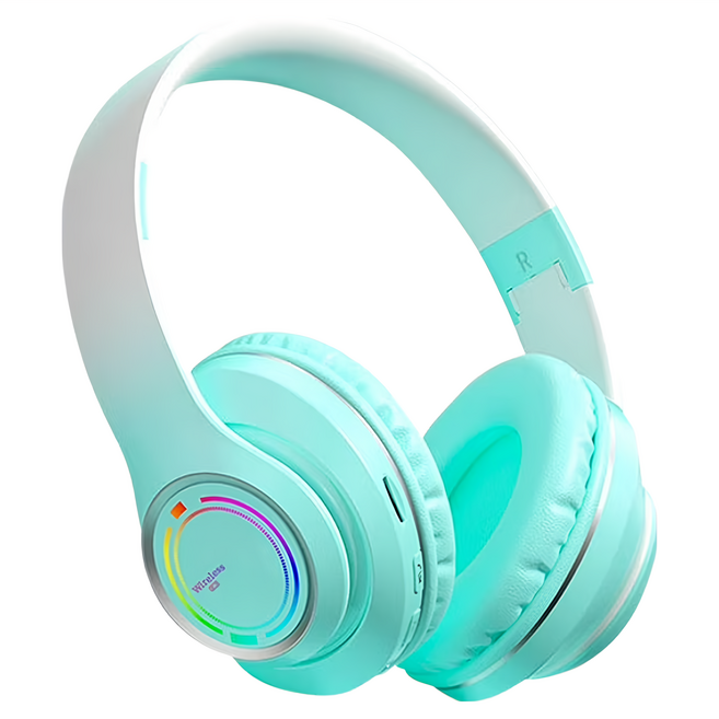 MCK 科技 Wireless Bluetooth 5.0 耳罩式 耳機 40mm Driver Built-in Microphone 3.5mm Jack 6H Playtime 綠色 Colorful Lights MCK-S2