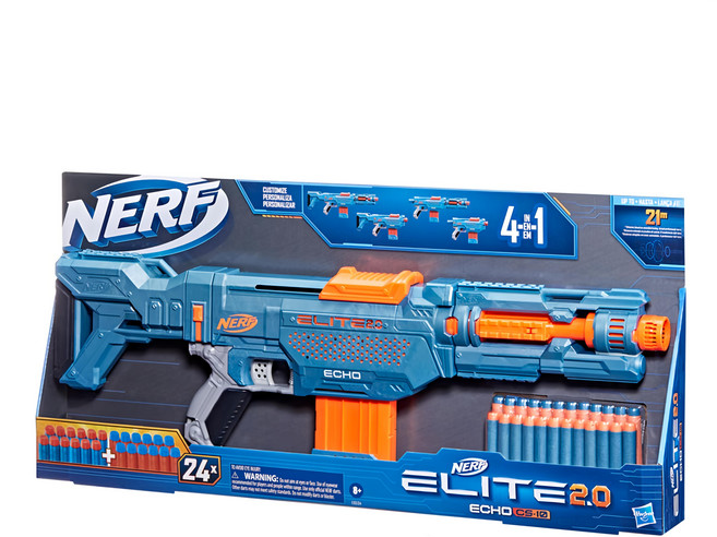 Hasbro 孩之寶 NERF 樂活打擊 菁英系列 玩具槍 ECHO CS10 發射器 1組, 藍色 + 橘色