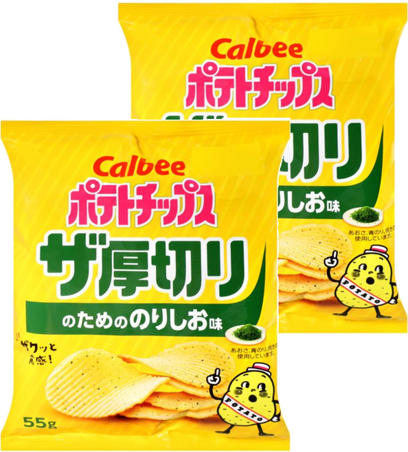 Calbee 卡樂比 Potato Chips 卡樂先生 厚切洋芋片 海苔風味, 55g, 2包