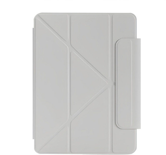 OMG 2024版 磁吸搭扣雙面夾多折保護套, 灰色, 1個