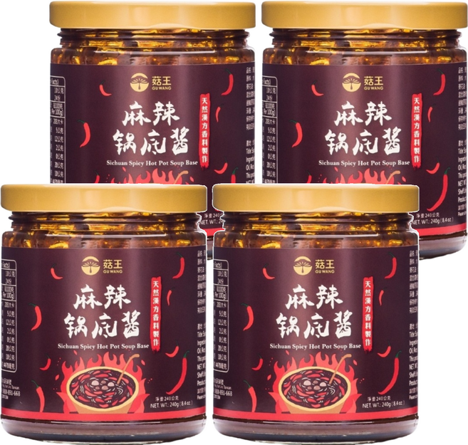 菇王 麻辣鍋底醬, 240g, 4罐