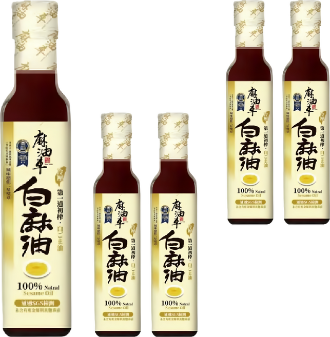 麻油車 頂級冷壓白麻油, 255ml, 5瓶