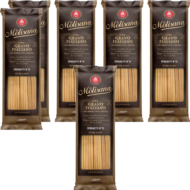 la Molisana 茉莉 石臼碾磨 義大利全麥直麵, 500g, 6包