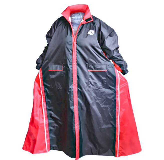 RK-1 雨王 優質二代雙側開加大雨衣 850g 4XL 黑色 + 紅色