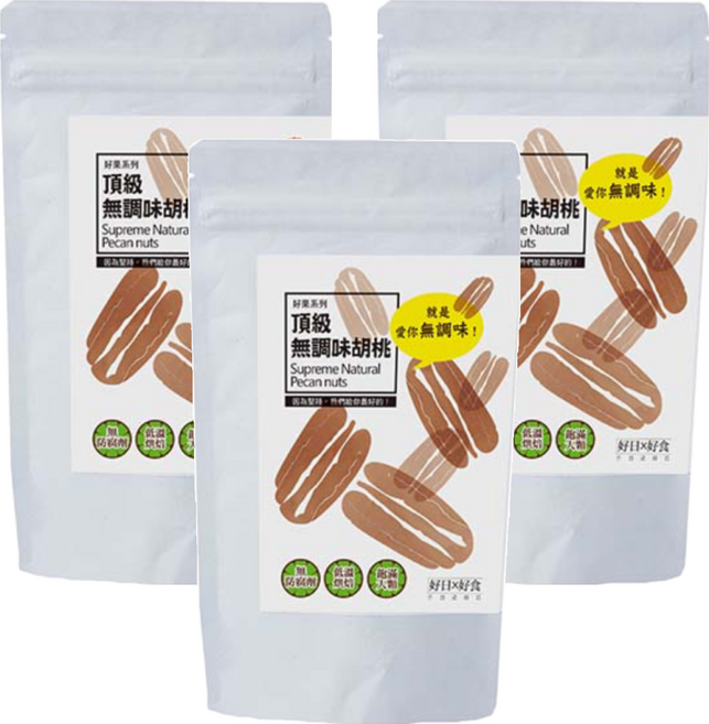 好日×好食 好果系列 頂級無調味胡桃, 100g, 3包