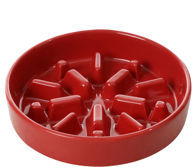 PEHOM 慢食陶瓷碗/光M 號 狗碗 貓碗, 1入, 紅