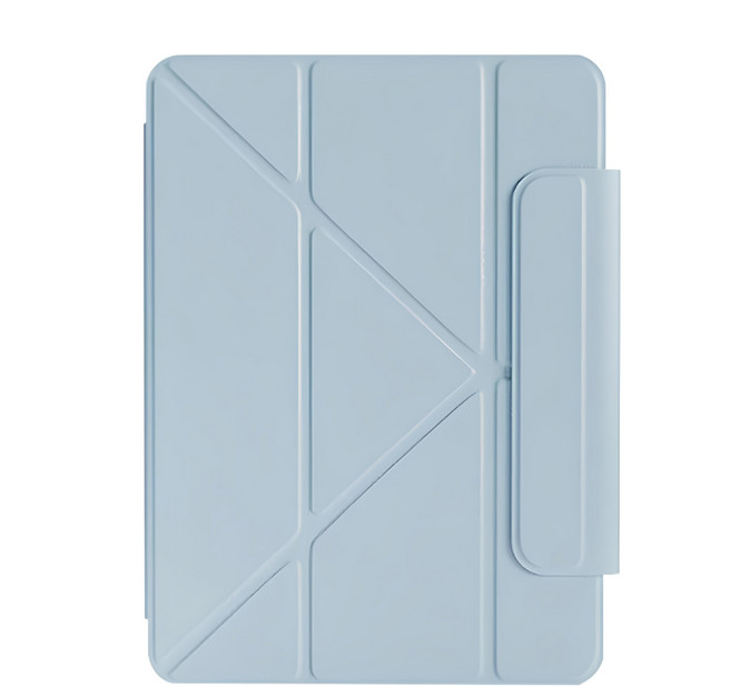 OMG 2024版 磁吸搭扣雙面夾多折保護套, 淺藍色, 1個