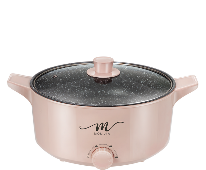 MOLIJIA 魔力家 M21多功能不沾電湯鍋 麥飯石塗層 雙層防燙 三檔火力調節 電源分離式設計, BY011021