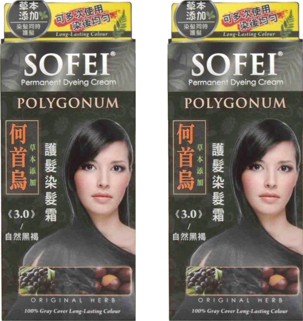 SOFEI 舒妃 草本護髮染 50g, 自然黑褐, 2盒