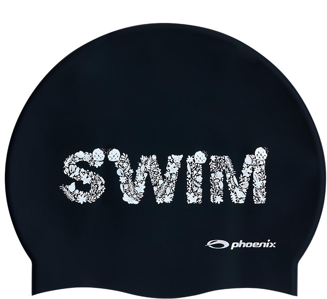 Phoenix 設計款矽膠泳帽 SWIM PSC-03, 黑色, 1個