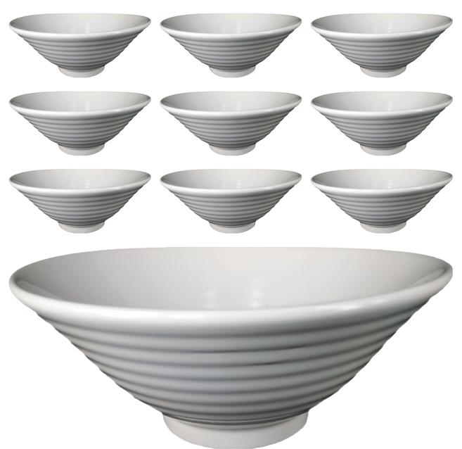 TATUNG 大同磁器 7英吋丼飯碗 - 台灣製陶瓷餐碗, 白色, 10個