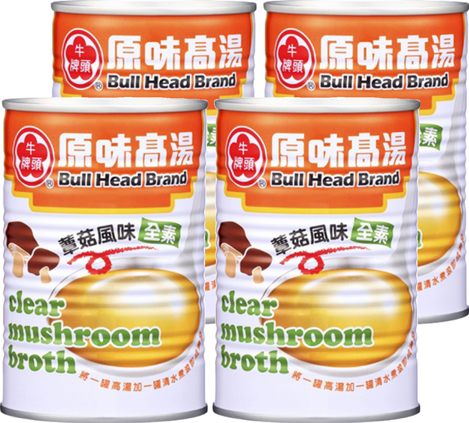 牛頭牌 原味高湯 蕈菇風味, 411ml, 4罐