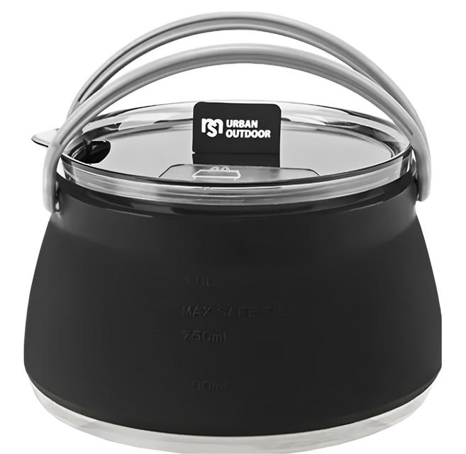 m square 矽膠折疊燒水壺 1L BPA Free, 酷黑, 1個