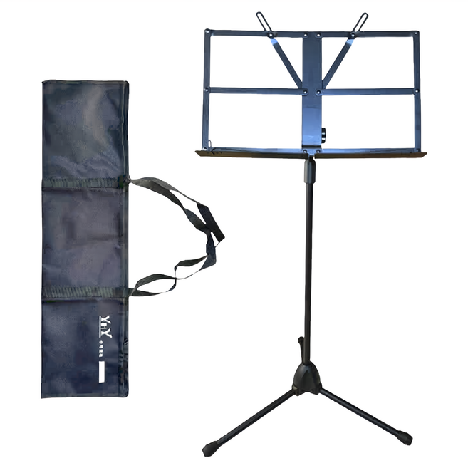 YHY 永鴻億 大面板可折疊譜架 + 麥克風架 附收納袋 + 夾頭 MS-340BM, 黑色, 1組