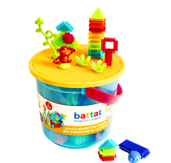 BATTAT 科育感統玩具 鬃毛積木 128個, 多色, 1罐