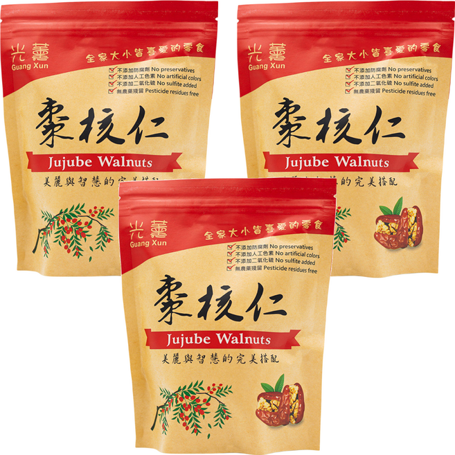 光薰牌 棗核仁, 3包, 150g