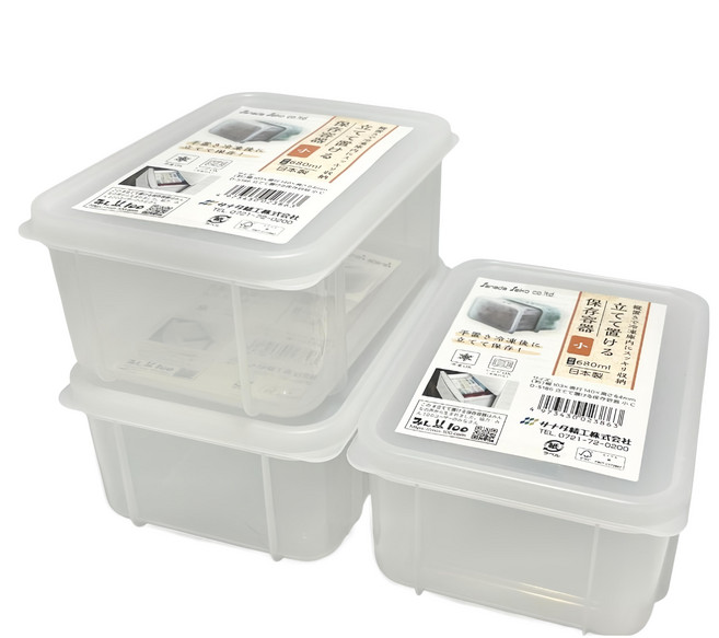 Sanada Seiko 站立式保存盒 D-5186 680ml, 3個, 1組