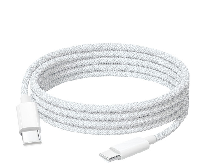 OMG 雙Type-C快充線 C to C 編織充電線 60W, 1m, 1條, 白色
