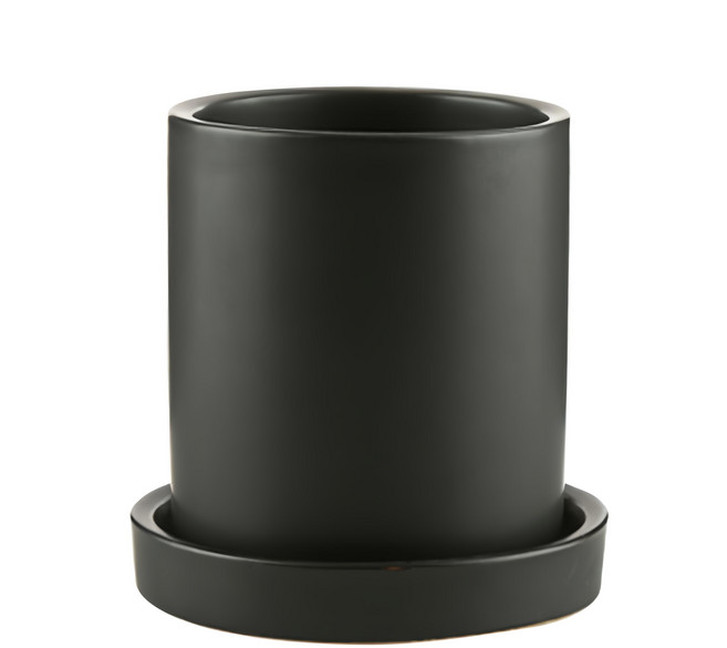 Samho Glass 霧面質感素色花盆, 黑色, 2個