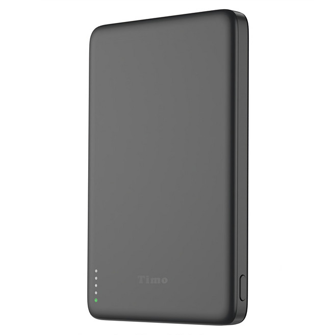 Timo 超薄磁吸快充行動電源 5000mAh 原廠保固, 黑色, PRL-136