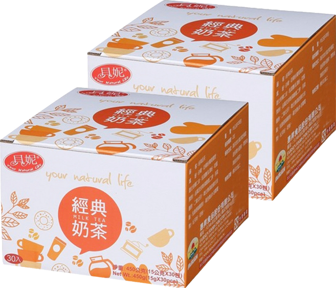 貝妮 經典奶茶粉 30包 使用進口奶粉, 15g, 2盒