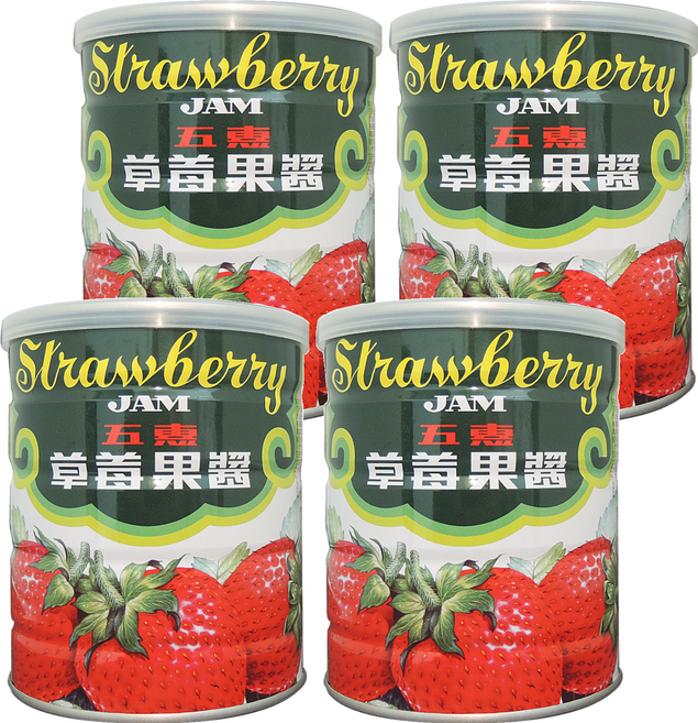 五惠 草莓果醬 早餐吐司/麵包抹醬, 900g, 4罐