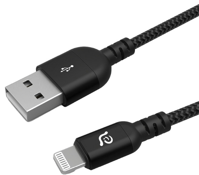 ADAM elements 亞果元素 PeAk III 300B USB-A 對 Lightning 連接線 300cm 快速充電 尼龍纖維, 黑色, 1個