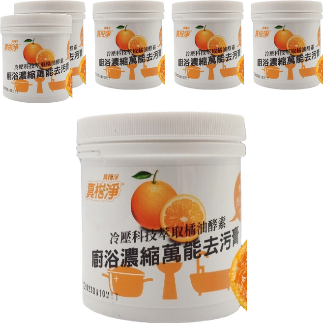 真柑淨 浴廚濃縮萬用去污膏 500g 冷壓橘油酵素 廚房浴室清潔, 6罐
