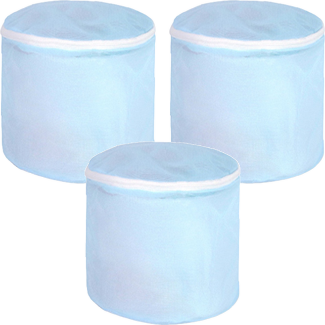 AXIS 艾克思 防滑拉鍊細密網內衣清洗袋 台灣製, 天藍色, 3個