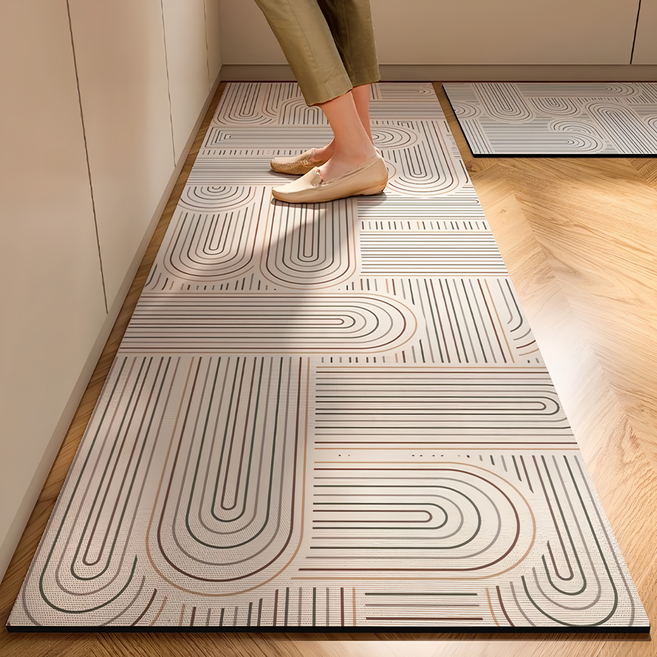 日式條紋廚房珪藻泥吸水地墊, 流光之境, 1個