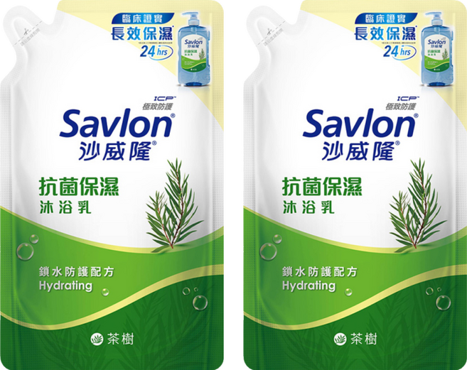 Savlon 沙威隆 抗菌保濕沐浴乳 補充包 茶樹, 600g, 2包